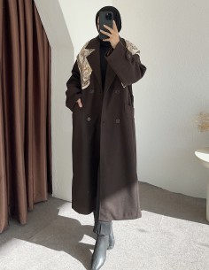 9205 kaşe kaban - kahverengi