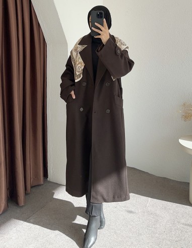 9205 kaşe kaban - kahverengi