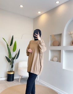 40430 fitilli kısa tunik - bej