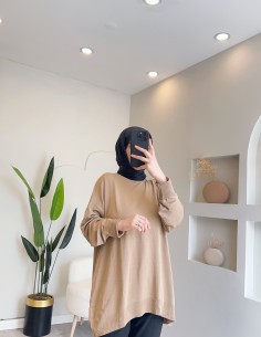 40408 triko  tunik - bej 2