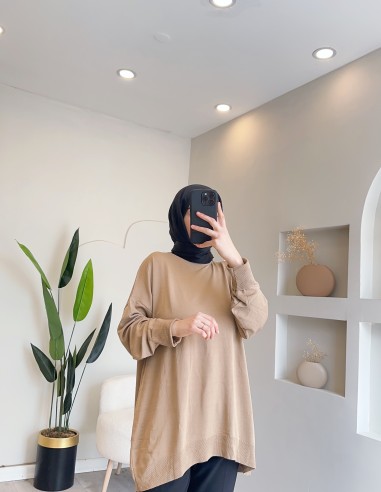 40408 triko  tunik - bej