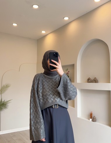 Bs-218 simli yarasa kol kazak gri