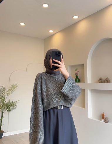 Bs-218 simli yarasa kol kazak gri