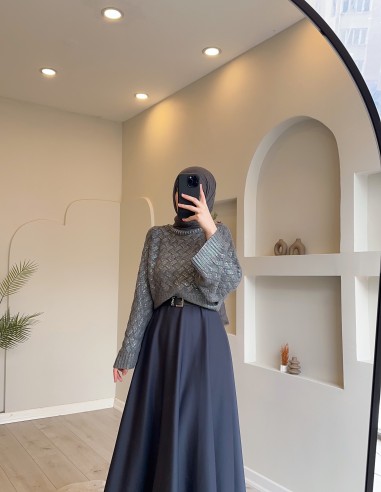 Bs-218 simli yarasa kol kazak gri