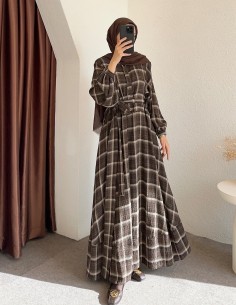 K1875 desenli elbise -...