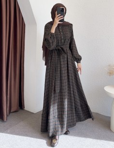 K1875 desenli elbise -...