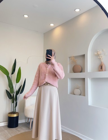 N-102 düğmeli hırka Pembe