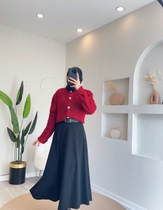 N-102 düğmeli hırka - bordo