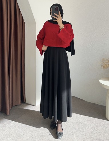 HK25135 Ajur örgü ponponlu kazak -...