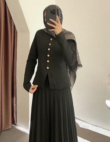 1409 etekli triko takım - Siyah