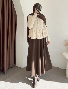 D30037 fırfırlı hırka  - bej 2