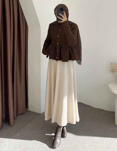 D30037 fırfırlı hırka  -kahverengi