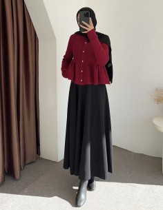 D30037 fırfırlı hırka  - Bordo 2