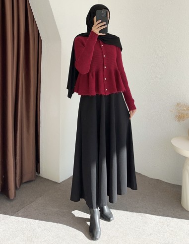 D30037 fırfırlı hırka  - Bordo