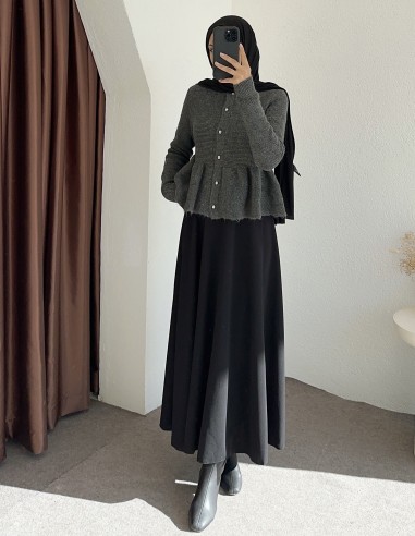 D30037 fırfırlı hırka  - Antrasit