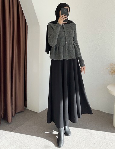 D30037 fırfırlı hırka  - Antrasit