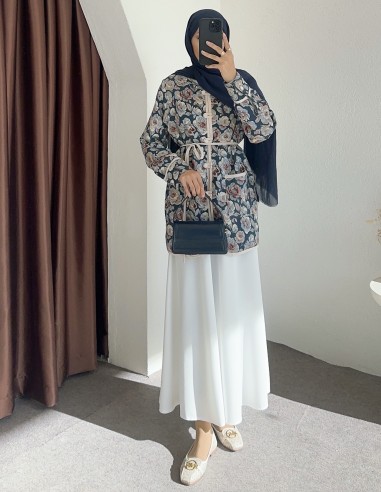 2814 desenli kapitone ceket - mavi