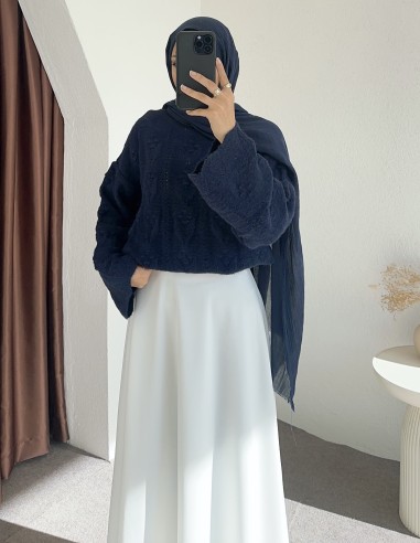 HK25135 Ajur örgü ponponlu kazak -...