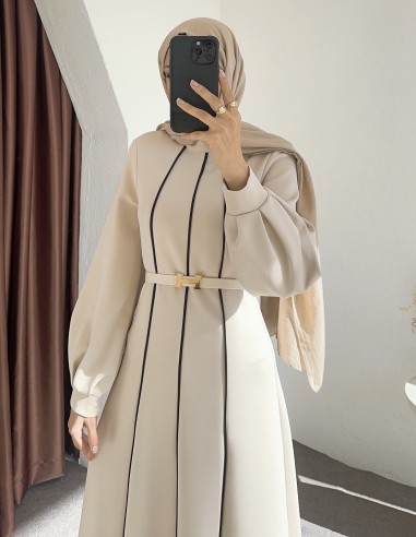 8246 çizgili scuba elbise - taş