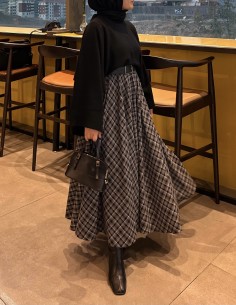 7177 ekose  kloş etek- siyah 2