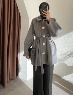 HK26095 Gold düğmeli kaban...