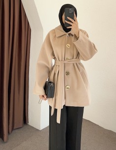 HK26095 Gold düğmeli kaban...