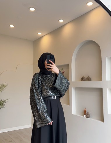 Bs-218 simli yarasa kol kazak siyah