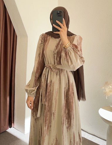 533 kadife elbise - Kahverengi