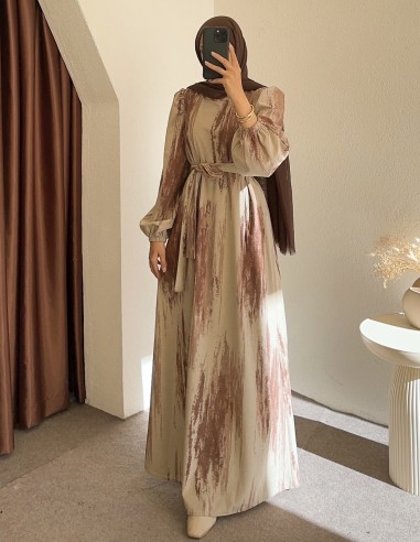 533 kadife elbise - Kahverengi