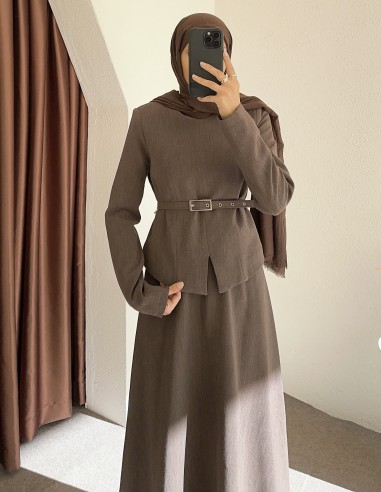 5347 violevin etek takım - kahverengi