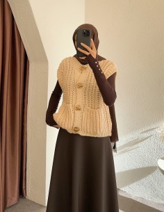 2395 örgülü yelek - sarı