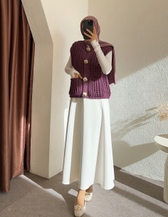 2395 örgülü yelek - Mor 2