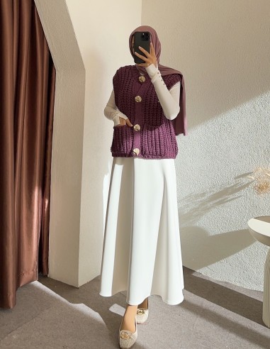 2395 örgülü yelek - Mor