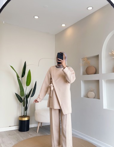 2227 yandan bağlamalı scuba takım - bej