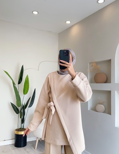 2227 yandan bağlamalı scuba takım - bej