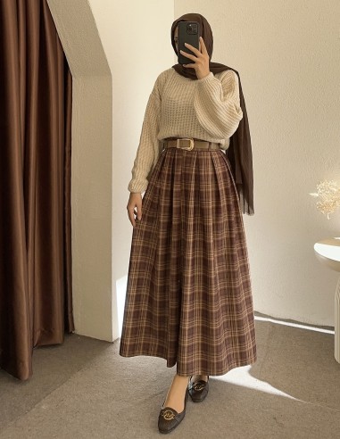 230 kemerli ekose etek -sütlü kahve