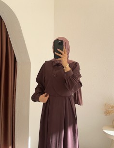 022 düğmeli elbise - mor 2