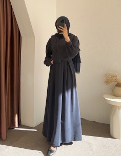 022 düğmeli elbise - Lacivert