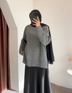 041 oversize kazak -Gri