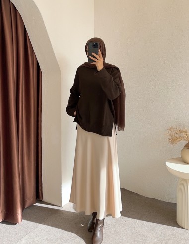 041 oversize kazak - Kahverengi