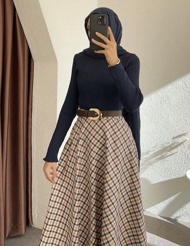 2226 ekose etek - lacivert