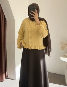 8759 fırfır hırka - sarı