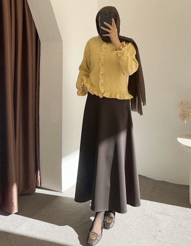 8759 fırfır hırka - sarı