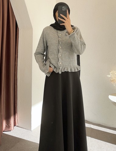 8759 fırfır hırka - Gri