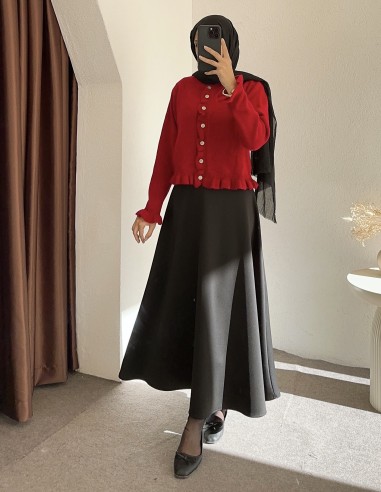 8759 fırfır hırka - kırmızı