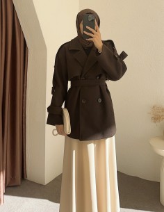 2350 kısa kaban - kahverengi