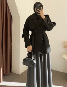 2350 kısa kaban -Siyah