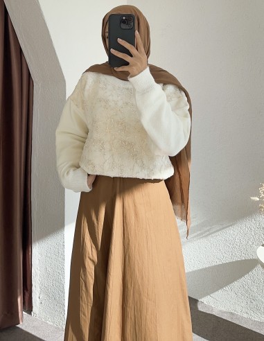 D29062 pamuklu etek- taba