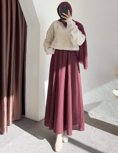 D29062 pamuklu etek- bordo