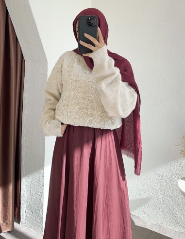 D29062 pamuklu etek- bordo